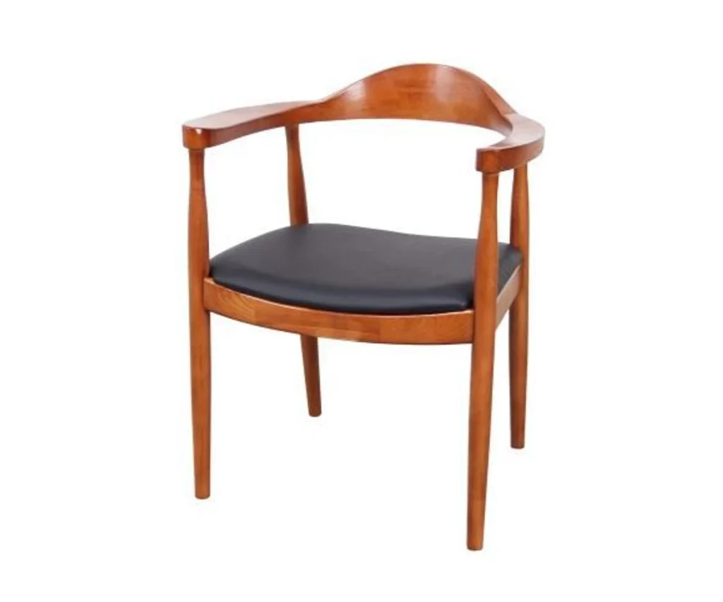 Curved-arm solid wood dining chair — ML05089
